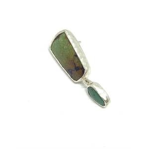 NEW HEATHER BENJAMIN JEWELRY single silver drop post earring in double turquoise
